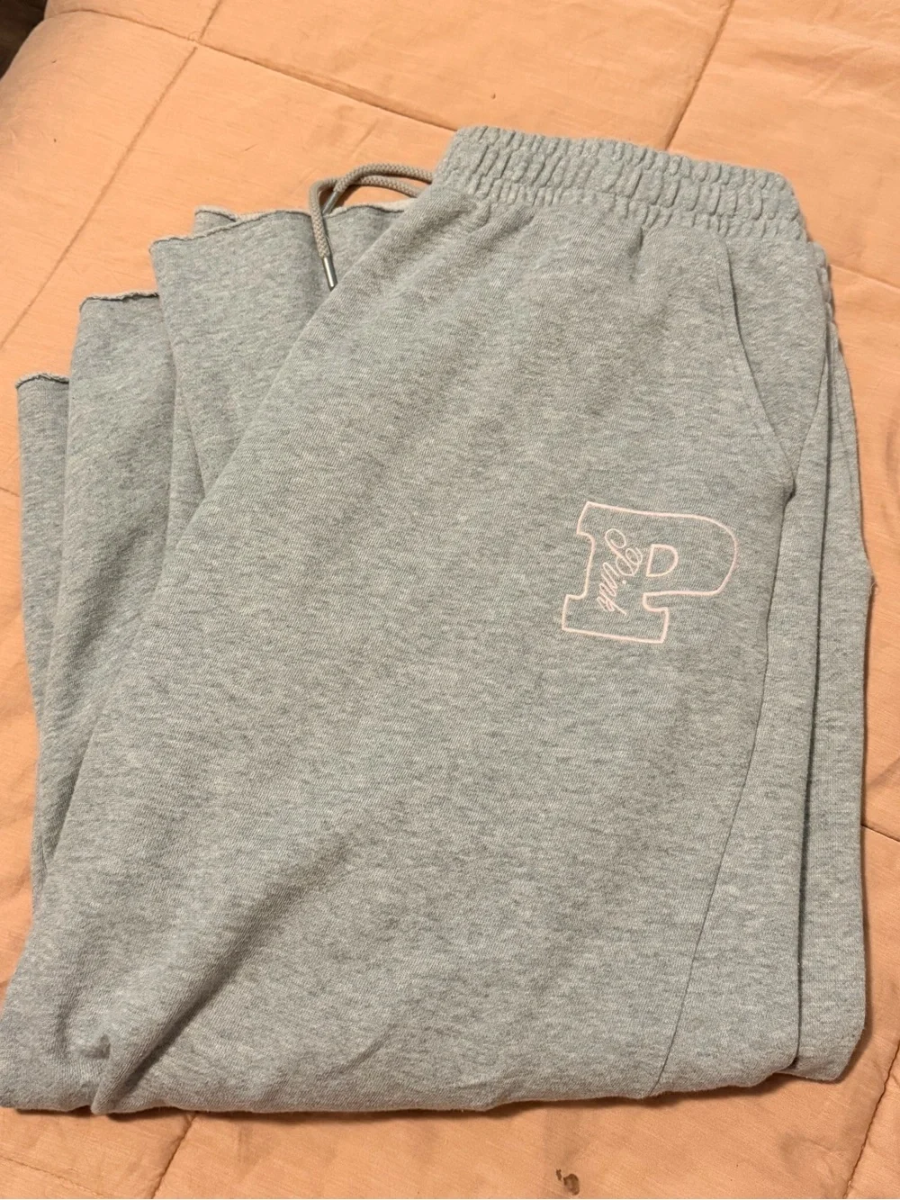 Victoria's Secret Gray Sweatpants with Pale Pink Logo